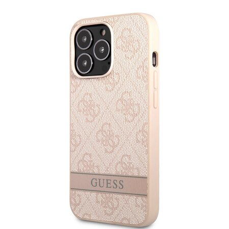 Guess PU 4G Stripe Zadní Kryt pro iPhone 13 Pro Max Pink