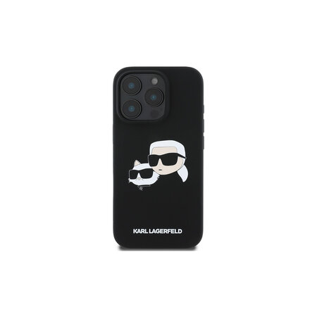 Karl Lagerfeld Liquid Silicone Double Heads MagSafe Zadní Kryt pro iPhone 16 Pro Černá