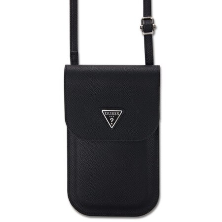 Guess PU Grained Triangle Logo Taška na Telefon Black