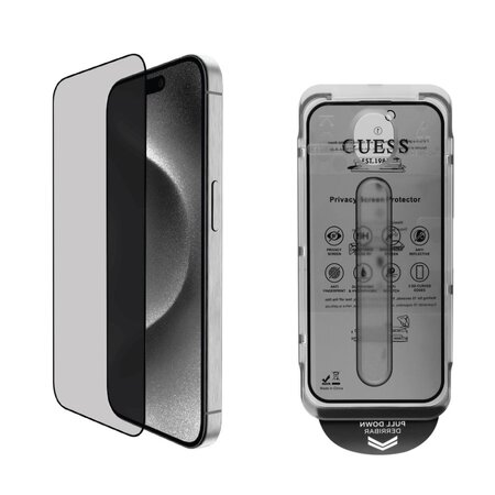 Guess Tvrzené Sklo 2.5D PRIVACY pro iPhone 16 Pro Black