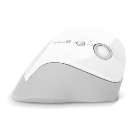 Connect IT For Health Gloss ergonomická vertikální bezdrátová myš (+1x AA baterie) - bílá