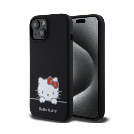 Hello Kitty Liquid Silicone Daydreaming Logo Zadní Kryt pro iPhone 15, černá