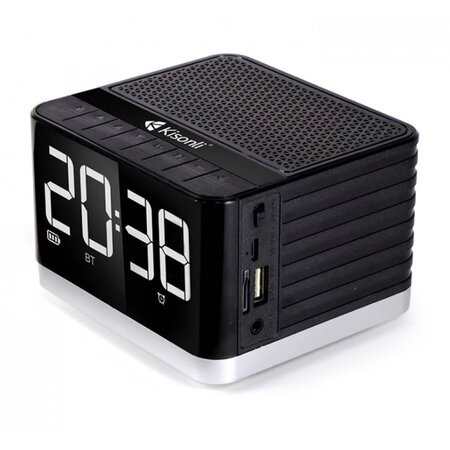 Reproduktor Kisonli G8, Bluetooth, Hodiny, USB, SD, FM, AUX, RGB – černá