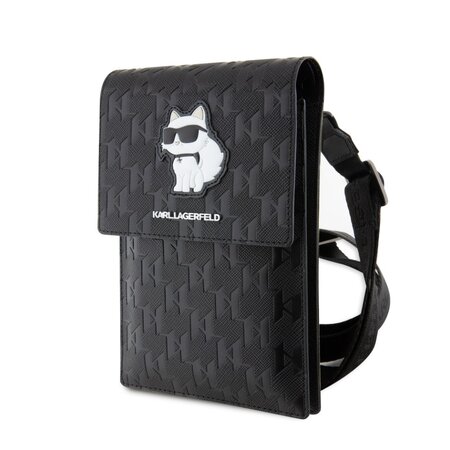 Karl Lagerfeld Saffiano Monogram Wallet Phone Bag Choupette NFT, černá