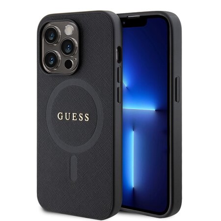 Guess PU Saffiano MagSafe Zadní Kryt pro iPhone 15 Pro Black