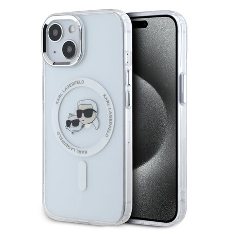 Karl Lagerfeld IML K&CH Heads Metal Frame MagSafe Zadní Kryt pro iPhone 13 Transparent