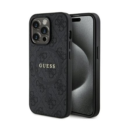 Guess PU Leather 4G Colored Ring MagSafe Zadní Kryt pro iPhone 14 Pro Black