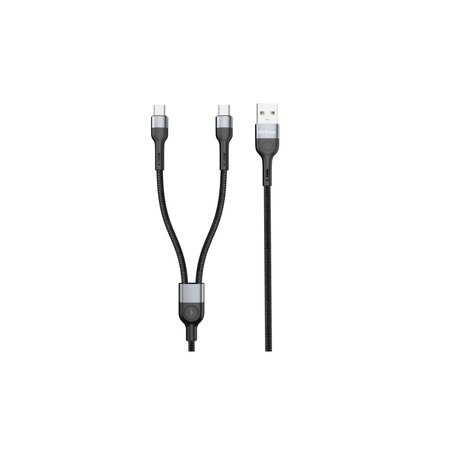 DeTech DE-52UCC datový kabel, 2v1, USB na 2x Type-C, 1.0m - černá