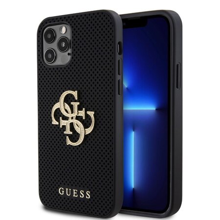 Guess PU Perforated 4G Glitter Metal Logo Zadní Kryt pro iPhone 12/12 Pro