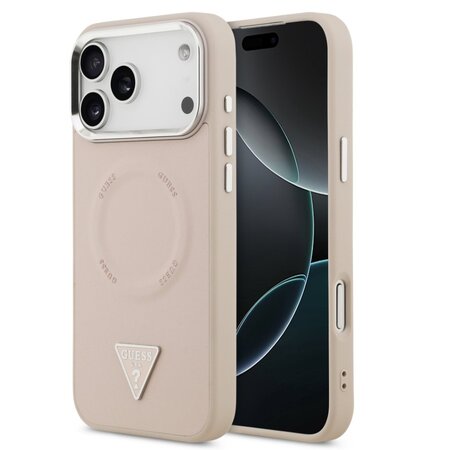 Guess zadní kryt pro iPhone 17 Pro Max, PU Kůže Triangle Logo MagSafe - růžová Guess zadní kryt pro iPhone 17 Pro Max, PU Kůže Triangle Logo MagSafe - růžová