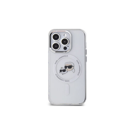 Karl Lagerfeld IML K&CH Heads Metal Frame MagSafe Zadní Kryt pro iPhone 15 Pro Průhledná