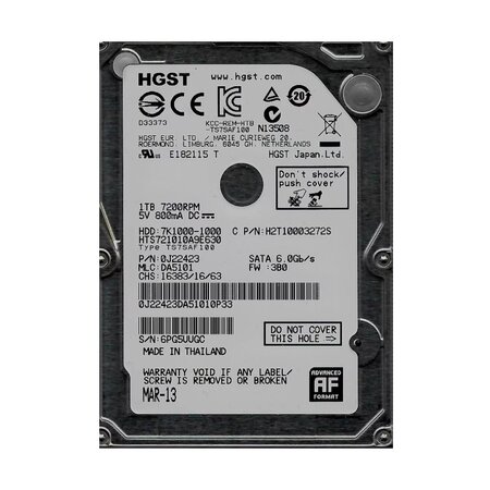 HGST Travelstar 7K1000 2,5" 1TB, H2T10003272S