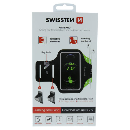 Swissten Armband sportovní pouzdro pro 7" telefony - černé