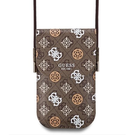 Guess PU 4G Peony Multicolor Taška na Telefon Brown