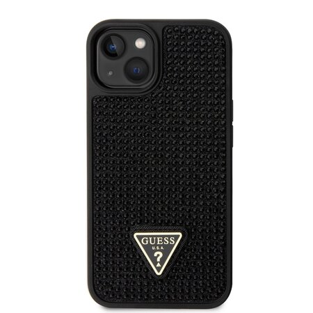 Guess Rhinestones Triangle Metal Logo Kryt pro iPhone 14 černý