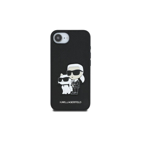 Karl Lagerfeld PU Saffiano Karl and Choupette Zadní Kryt pro iPhone 16e Černá