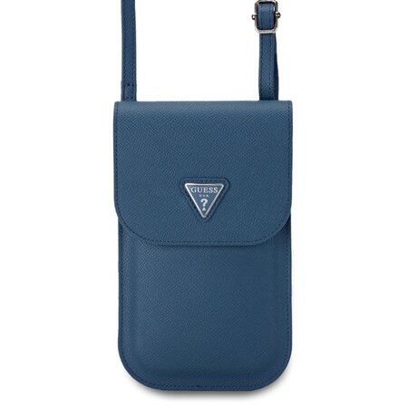 Guess PU Grained Triangle Logo Taška na Telefon Blue