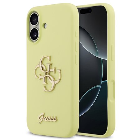 Guess zadní kryt pro iPhone 17, Liquid Silicone 4G Metal Logo - žlutá Guess zadní kryt pro iPhone 17, Liquid Silicone 4G Metal Logo - žlutá