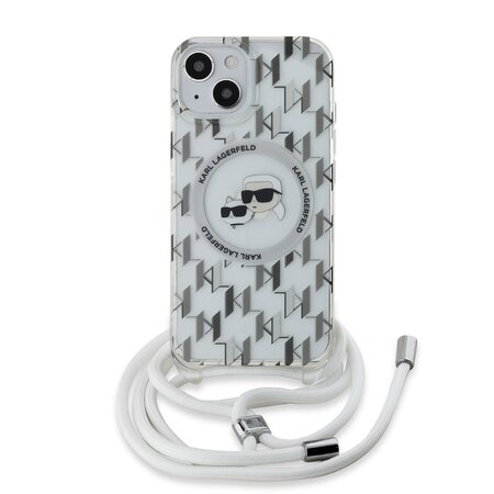 Karl Lagerfeld IML Monogram Crossbody K&CH Heads MagSafe Zadní Kryt pro iPhone 14 Transparent