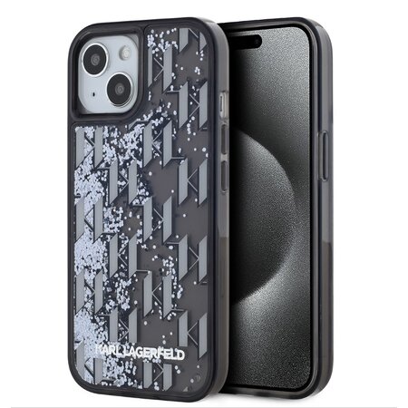 Karl Lagerfeld Liquid Glitter Monogram Gradient Zadní Kryt pro iPhone 14 Black