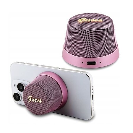 Guess Bluetooth Speaker Stand Pink Magnetic Script Metal Reproduktor