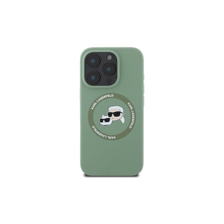Karl Lagerfeld Liquid Silicone K&CH Heads MagSafe Zadní Kryt pro iPhone 16 Pro Zelená