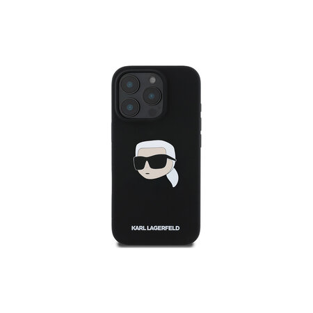 Karl Lagerfeld Liquid Silicone Karl Head MagSafe Zadní Kryt pro iPhone 16 Pro Černá