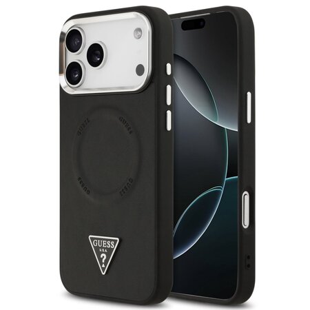 Guess zadní kryt pro iPhone 17 Pro Max, PU Kůže Triangle Logo MagSafe - černá Guess zadní kryt pro iPhone 17 Pro Max, PU Kůže Triangle Logo MagSafe - černá