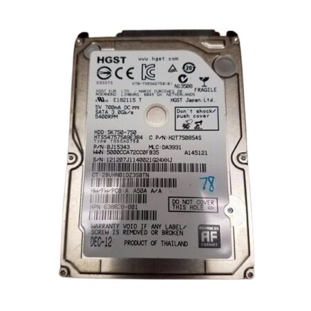 HGST 750GB 2,5 SATA HDD