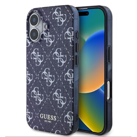 Guess IML Denim Effect MagSafe Zadní Kryt pro iPhone 16 Dark Blue