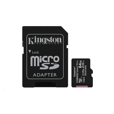 Kingston 64GB MicroSDXC Plus + SD adaptér