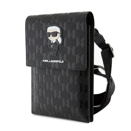 Karl Lagerfeld Saffiano Monogram Ikonik NFT Taška na Telefon Black