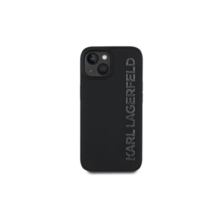 Karl Lagerfeld 3D Rubber Glitter Logo Zadní Kryt pro iPhone 14 Černá