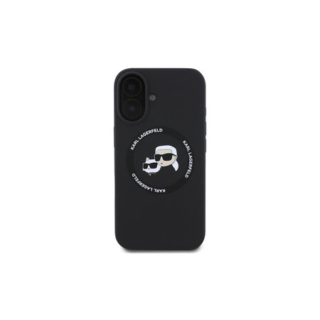 Karl Lagerfeld Liquid Silicone K&CH Heads MagSafe Zadní Kryt pro iPhone 16 Černá