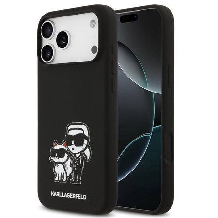 Karl Lagerfeld zadní kryt pro iPhone 17 Pro Max, Liquid Silicone K&Ch Sketch MagSafe - černá
