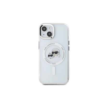 Karl Lagerfeld IML K&CH Heads Metal Frame MagSafe Zadní Kryt pro iPhone 15 Průhledná
