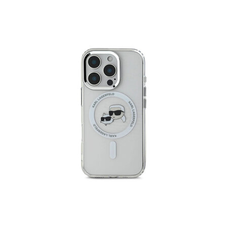 Karl Lagerfeld IML K&CH Heads Metal Frame MagSafe Zadní Kryt pro iPhone 16 Pro Průhledná