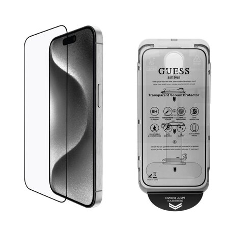 Guess Tvrzené Sklo 2.5D pro iPhone 16 Pro Black