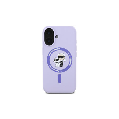 Karl Lagerfeld Liquid Silicone Karl and Choupette MagSafe Zadní Kryt pro iPhone 16 Fialová