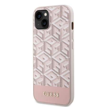 Guess PU G Cube MagSafe Zadní Kryt pro iPhone 13 růžový