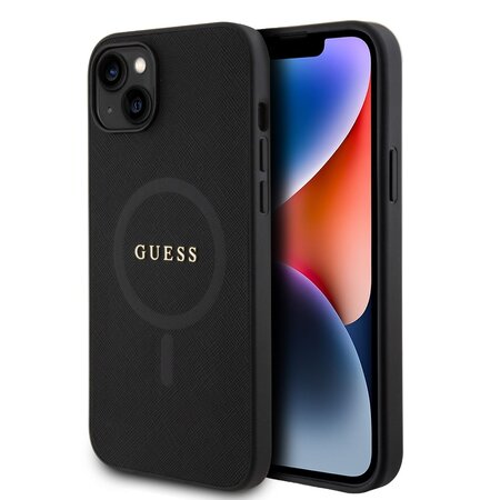 Guess PU Saffiano MagSafe Zadní Kryt pro iPhone 15 Black