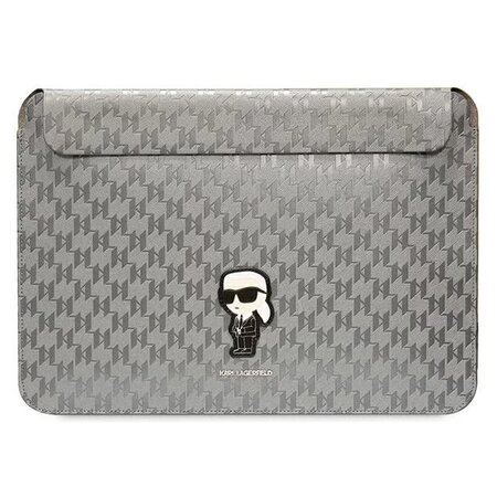 Karl Lagerfeld Saffiano Monogram Ikonik Computer Sleeve 14" Silver