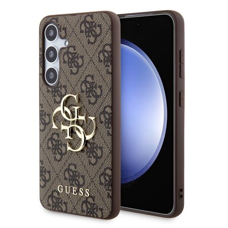 Guess PU 4G Metal Logo Zadní Kryt pro Samsung Galaxy S24+ Brown