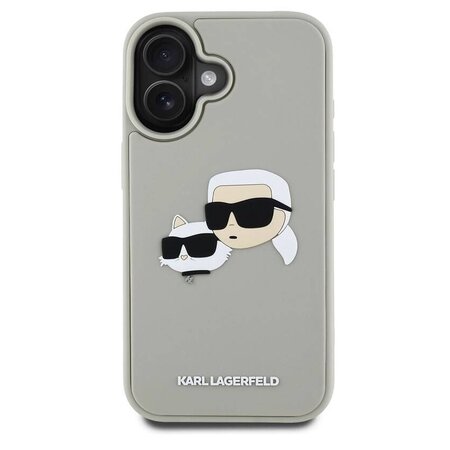 Karl Lagerfeld 3D Rubber Double Heads Zadní Kryt pro iPhone 16 Béžová