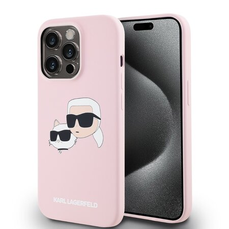 Karl Lagerfeld Liquid Silicone Double Heads MagSafe Zadní Kryt pro iPhone 14 Pro Pink