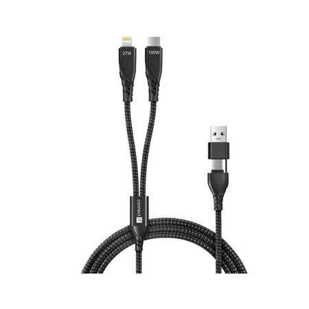 Connect IT Wirez Datový kabel 4v1, 1x USB-C, 1x Lightning, 1.25 m - černá