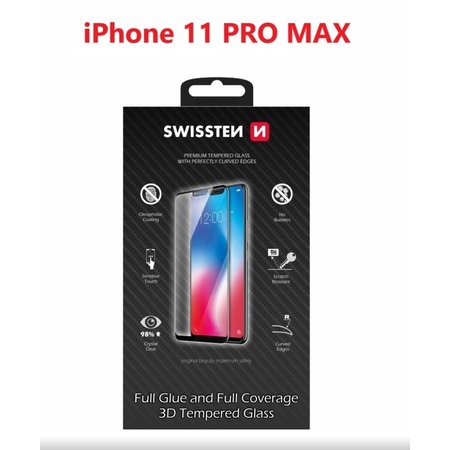 SKLO SWISSTEN ULTRA DURABLE 3D FULL GLUE GLASS APPLE IPHONE 11 PRO MAX ČERNÉ