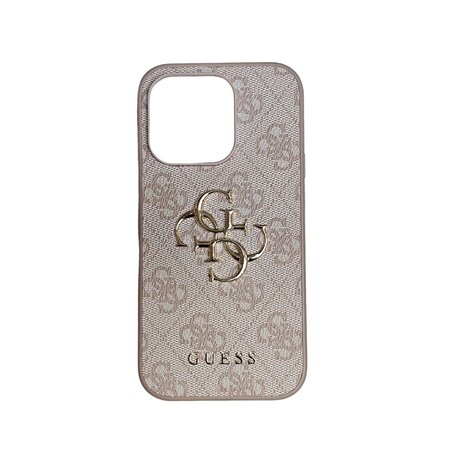 Guess PU 4G Metal Logo Zadní Kryt pro iPhone 14 Pro Pink