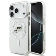 Karl Lagerfeld zadní kryt pro iPhone 17 Pro, IML K&Ch Heads Metal Frame MagSafe - průhledná