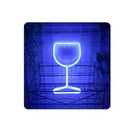 Dekorační LED světlo - modrá neonová sklenice na víno
